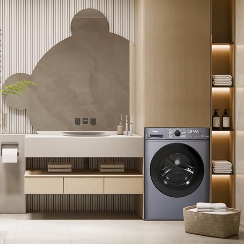 Lave linge hublot - 7kg, Classe énergétique A, Moteur BLDC 1200 RPM, Lavage vapeur & rapide, 15 programmes, Design compact (60x46.5x84cm) - Gris