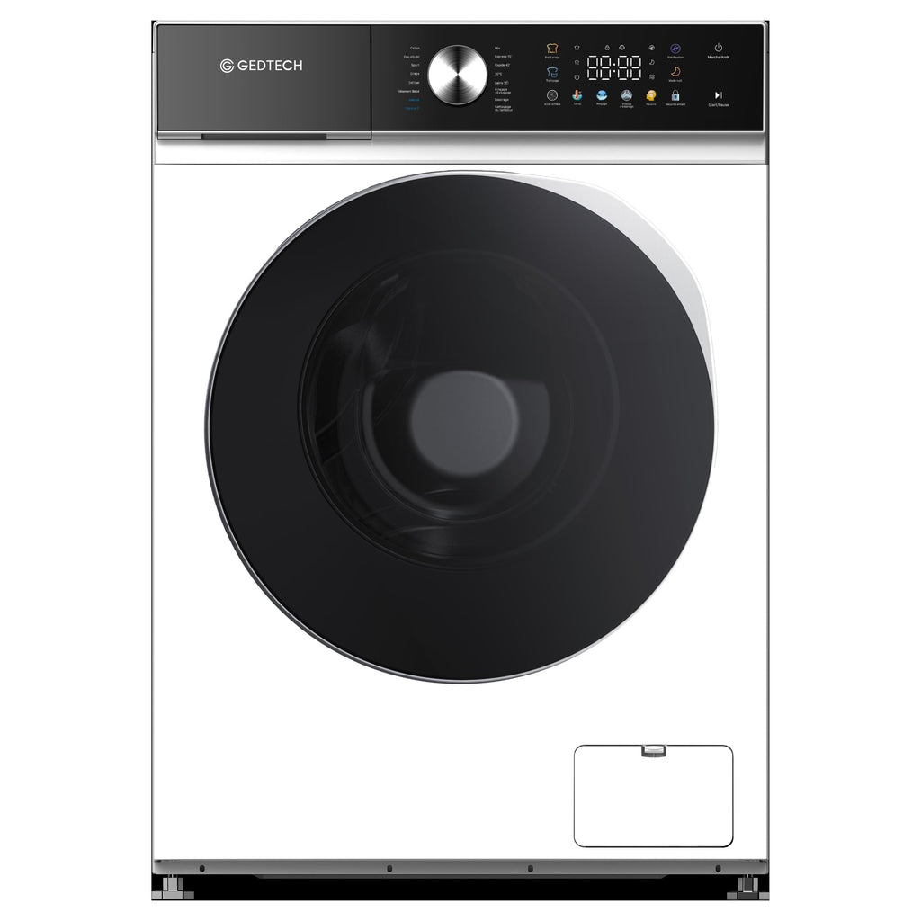 Lave-linge frontal - 10 Kg - 1400 tr/mn - 16 programmes - Eco - Intensif - Rapide – Très Faible conso - Panneau commande LED couleur (Blanc, 10 Kg)