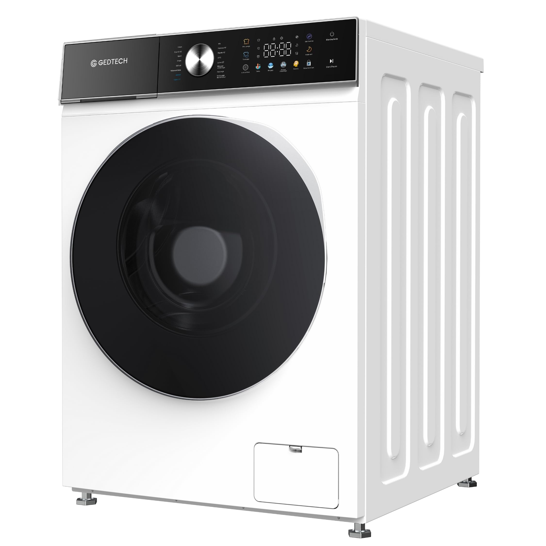 Lave-linge frontal - 10 Kg - 1400 tr/mn - 16 programmes - Eco - Intensif - Rapide – Très Faible conso - Panneau commande LED couleur (Blanc, 10 Kg)