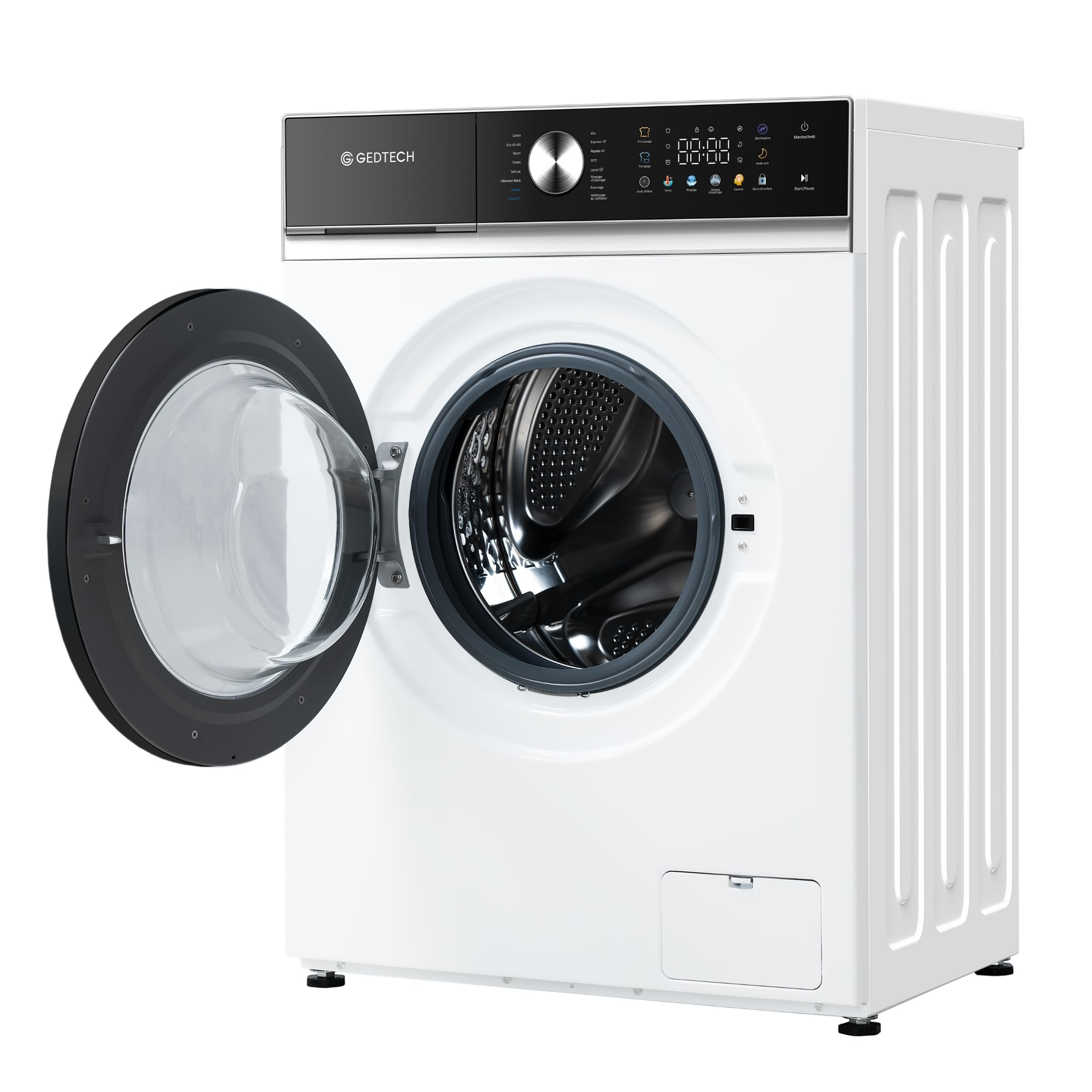 Lave-linge frontal - 10 Kg - 1400 tr/mn - 16 programmes - Eco - Intensif - Rapide – Très Faible conso - Panneau commande LED couleur (Blanc, 10 Kg)