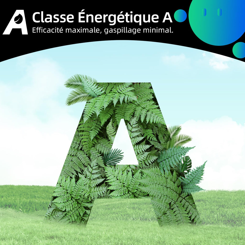 Lave linge hublot - 7kg, Classe énergétique A, Moteur BLDC 1200 RPM, Lavage vapeur & rapide, 15 programmes, Design compact (60x46.5x84cm) - Gris